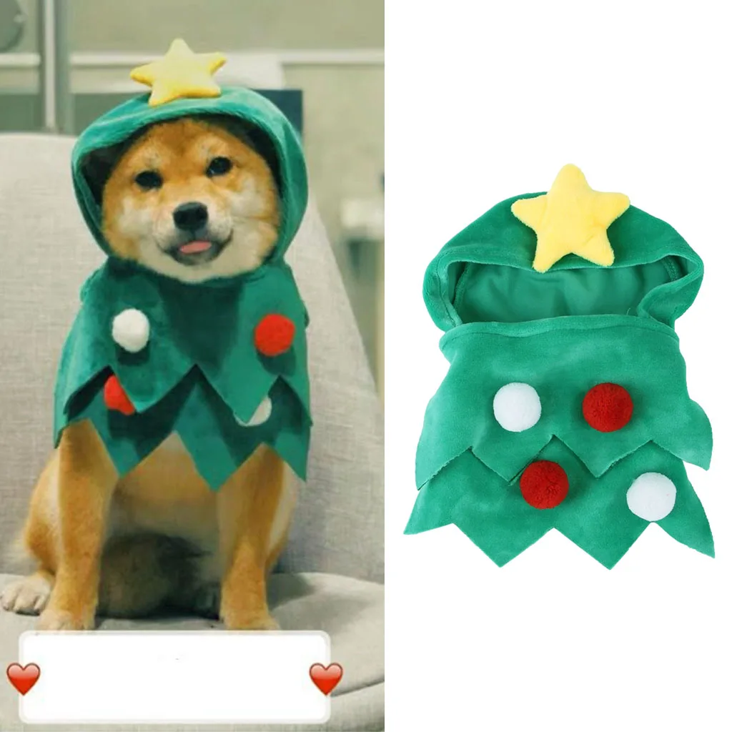 Dog Christmas Tree Costume Pet Halloween Cosplay Dress Warm Pet Holiday Clothes Jumpsuit Costume for Christmas Cosplay Party