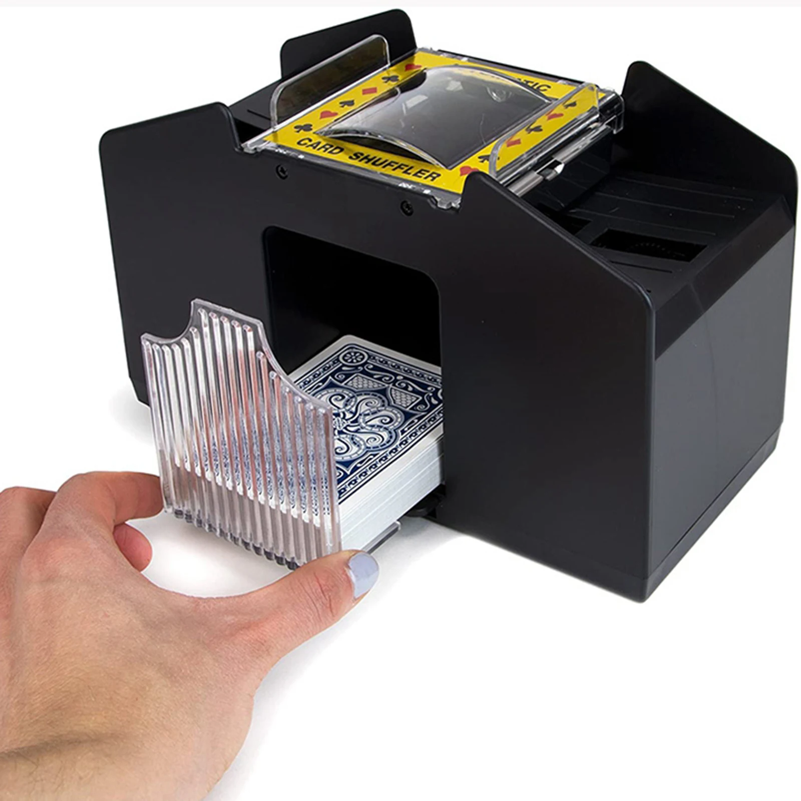 Black 4 Deck Automatic Card Mixer Poker Card Shuffling Machine