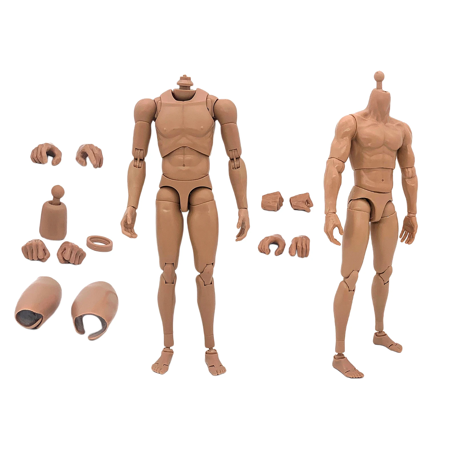 PVC 1/6 Action Figure Narrow Shoulder Male Muscular Man Skeleton Hands Connector Photography Head Sculpture Naked Body