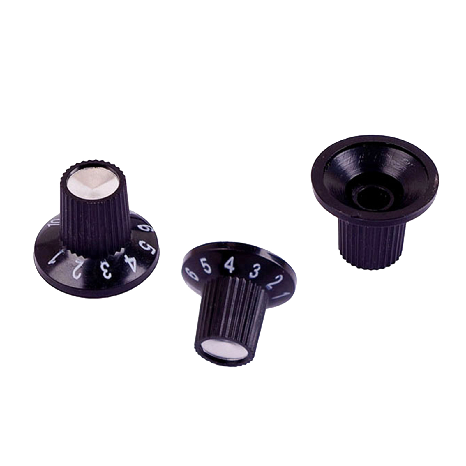 Black with Silver Top Hat Electric Guitar Knobs For Electric Guitar Bass