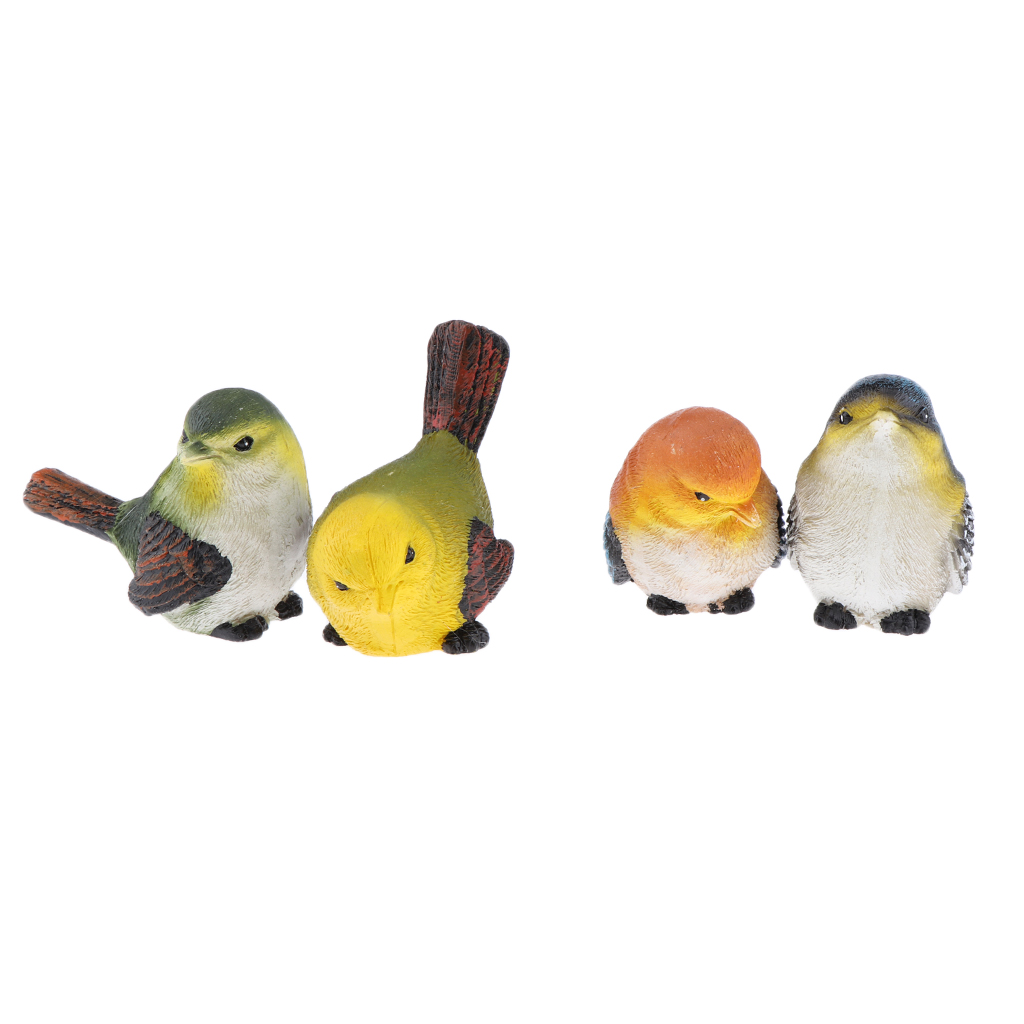 4pcs Highly Detailed Little Bird Perched Home Decoration Ornament Bird Cute