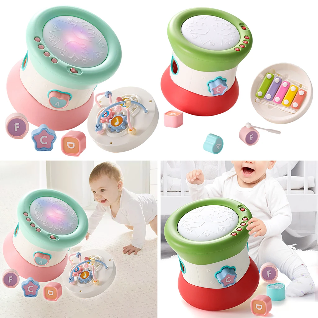 Multifunctional Baby Musical Toy Hand Drum Xylophone with Light and Sound Toddler Instruments Musical Play Toys for Boys Girls