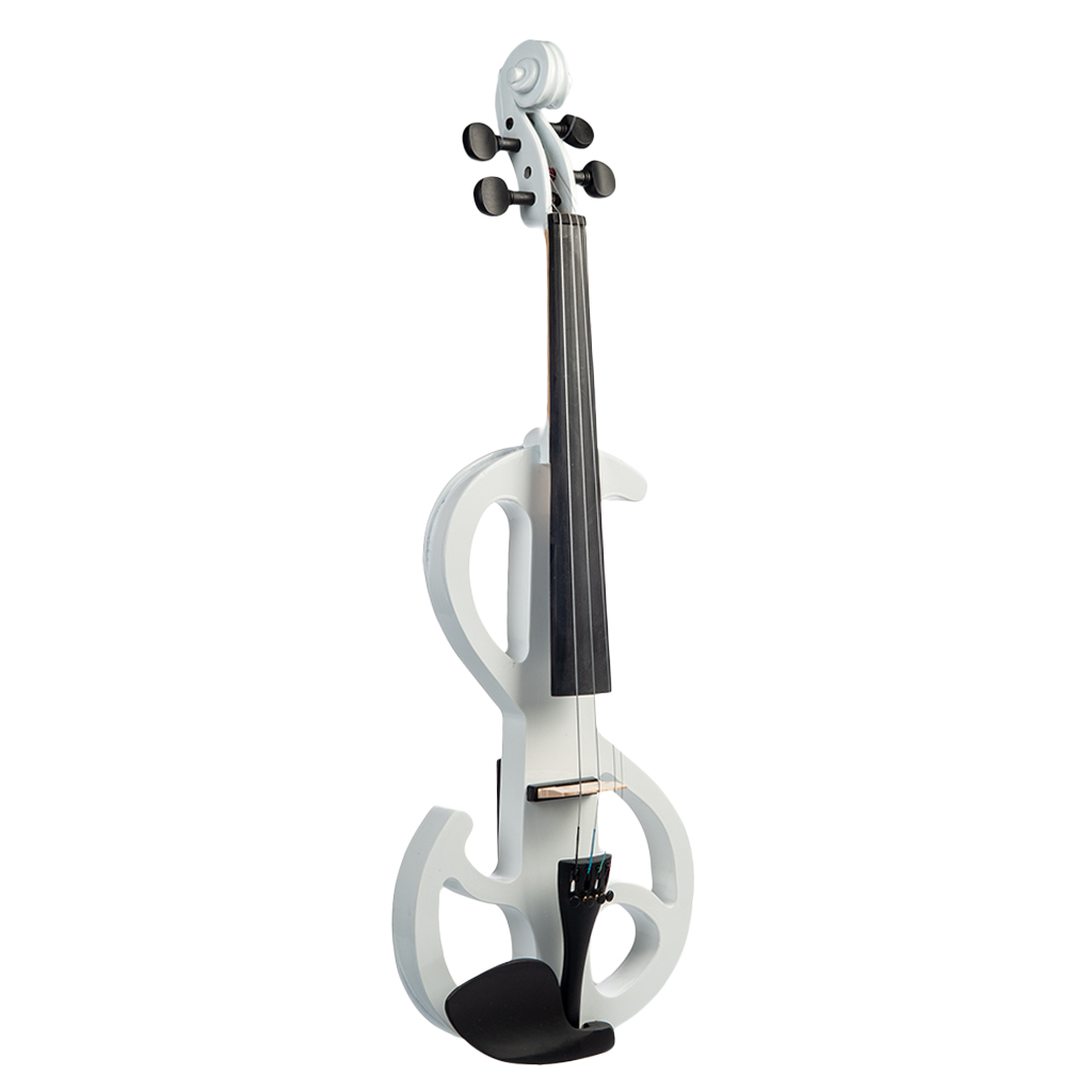 4/4 Full Size Electric/Silent Violin Set Professional Bowed Stringed Instrument (White)