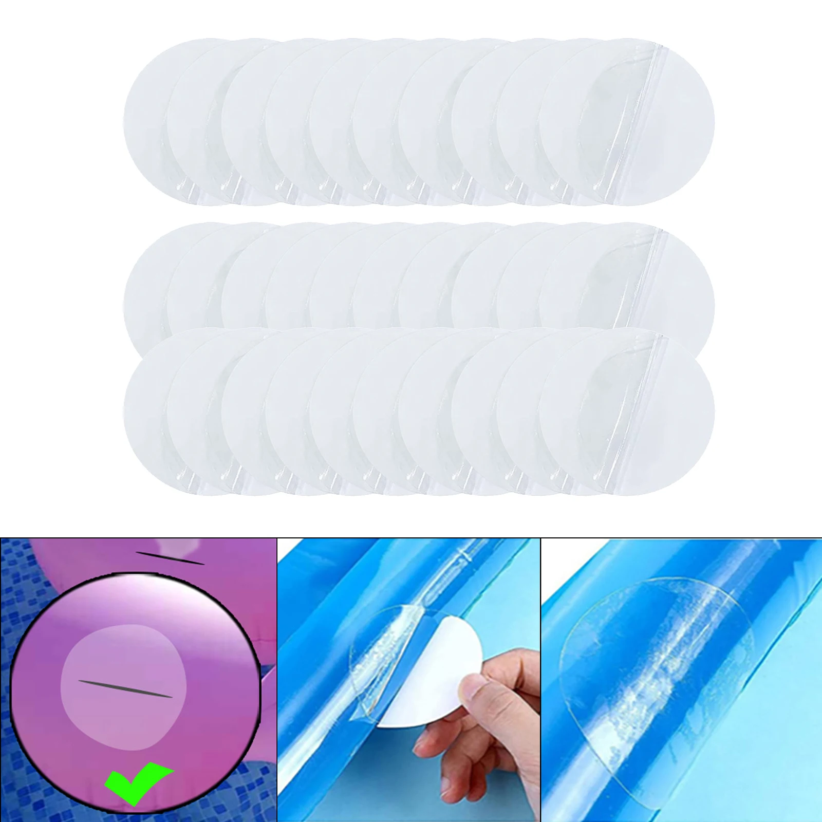 30Pcs Round PVC Repair Patch for Inflatable Boats Air Bed Repair Stickers