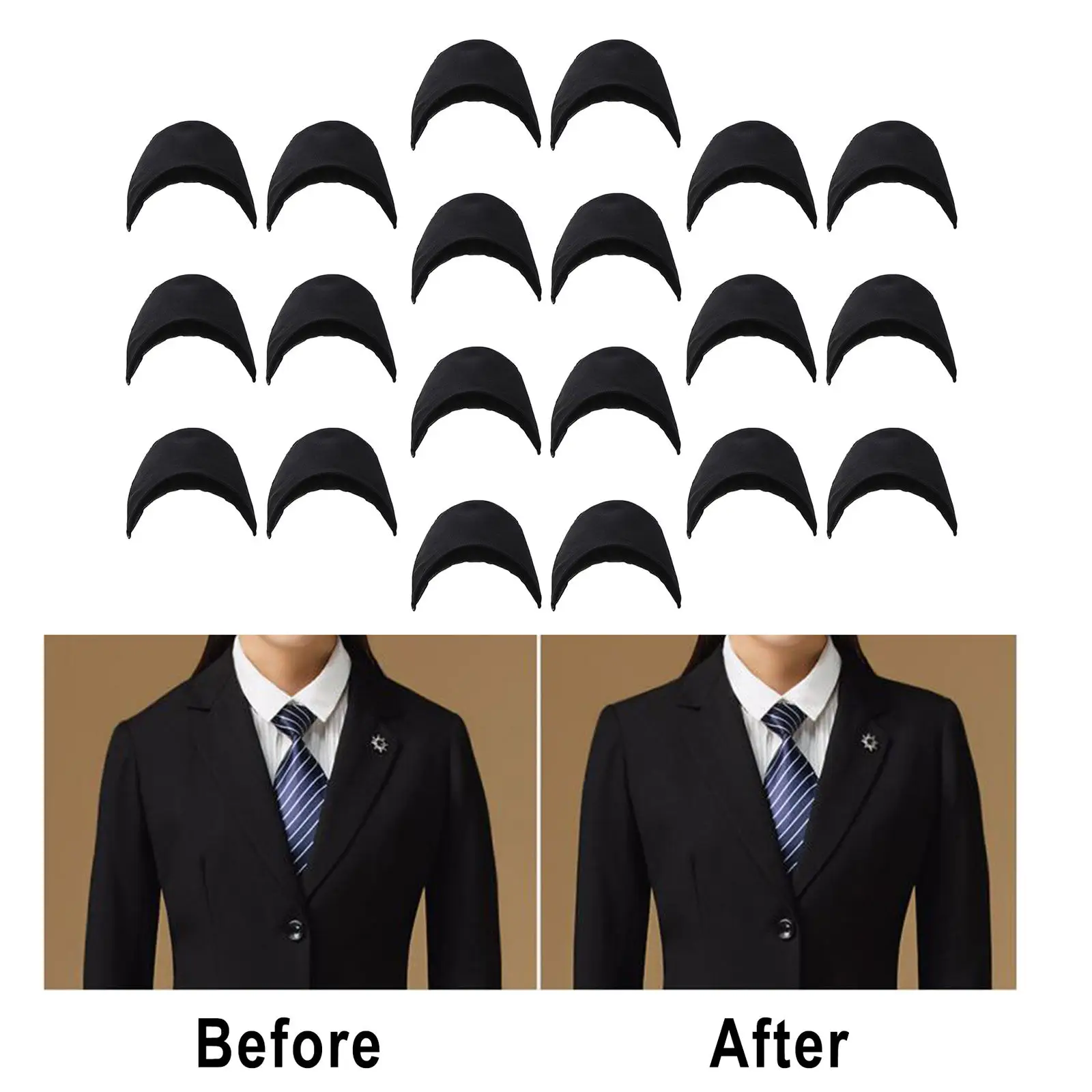 20 Pieces Shoulder Pads Cushions Shoulder Protectors Fit for Shirt Black Insert Non Slip for Dress Sewing Suit Coat Men Adults