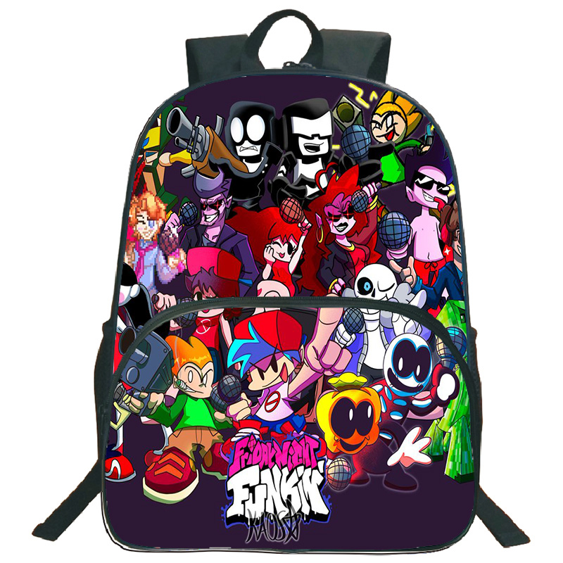 noite de funkin mochila crianças zíper mochila menino menina bagpack estudantes adolescentes fnf jogo sacos de escola saco de viagem