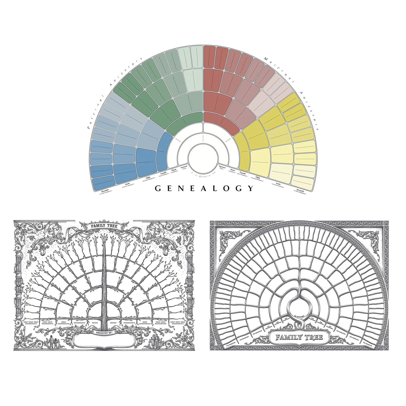 Large Personalized Family Tree Diagram Fillable Genealogy Form Home Decoration Gifts for Women