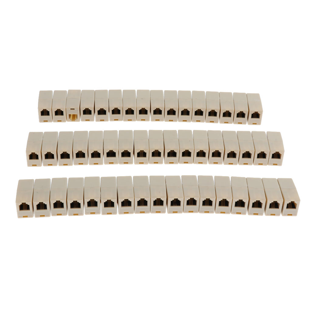  6-Pin Modular Straight-Through Inline Coupler for Phone Cable (50 Pack)