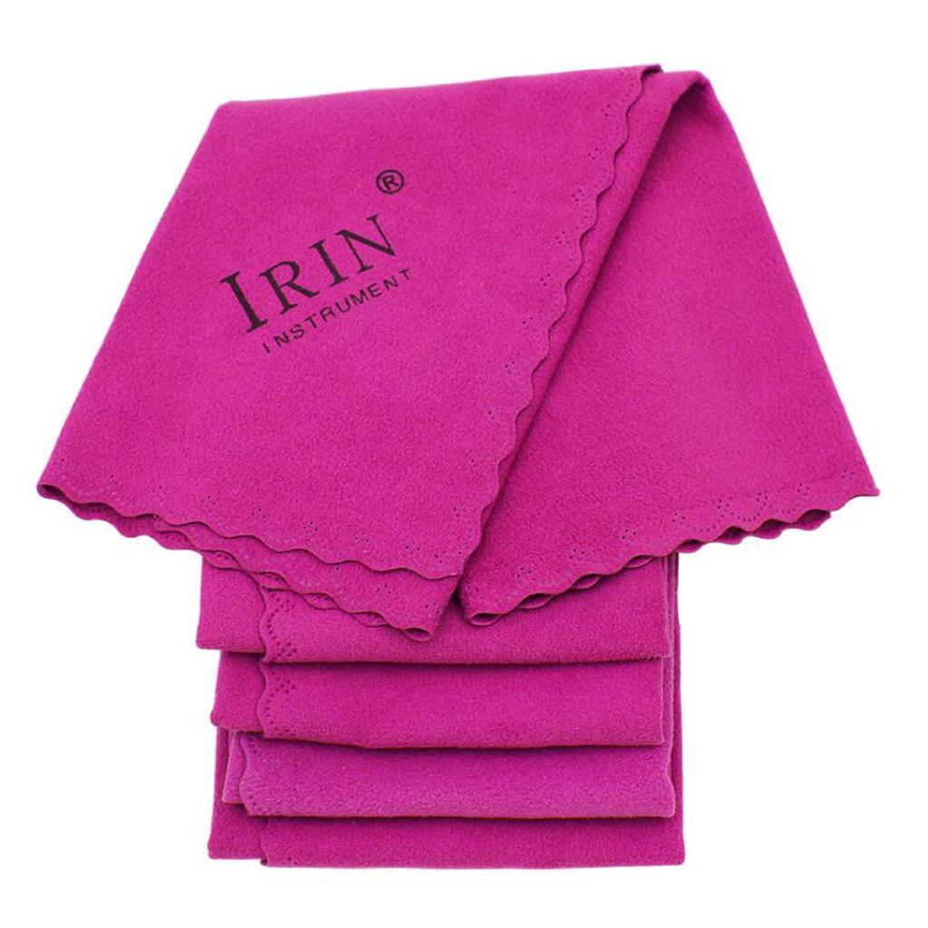 Pack of 5 Square Clean Polish Wipe Cloth Towel 250x250mm for Guitar Cello Violins Ukulele Flute Accessory Rose Red