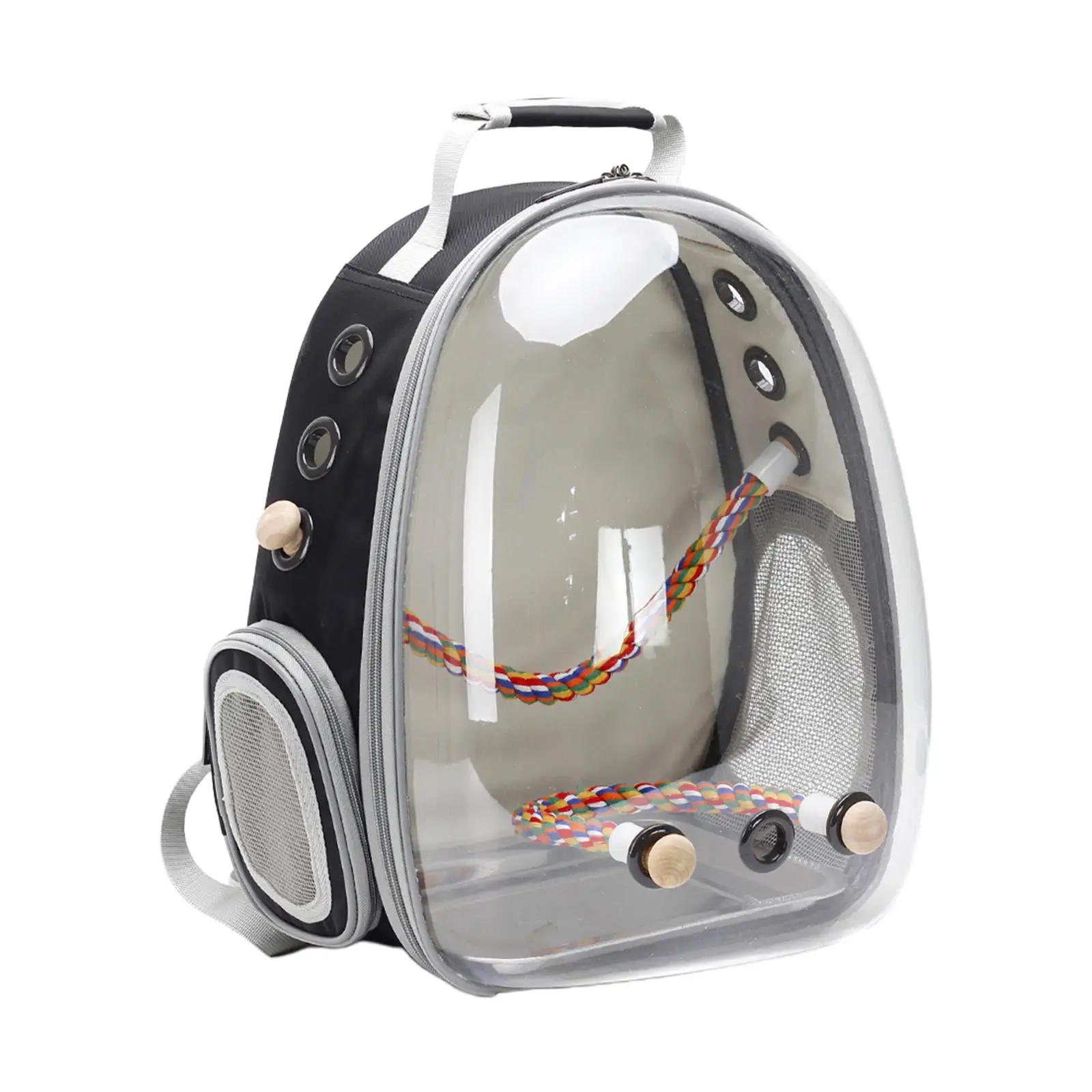 Clear Pet Backpack and Standing Perch for Cockatiels Finches Lovebirds