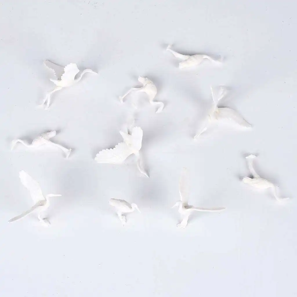 10 Pieces Miniatures Bird Figure Toy Red  Crane for Micro Landscape