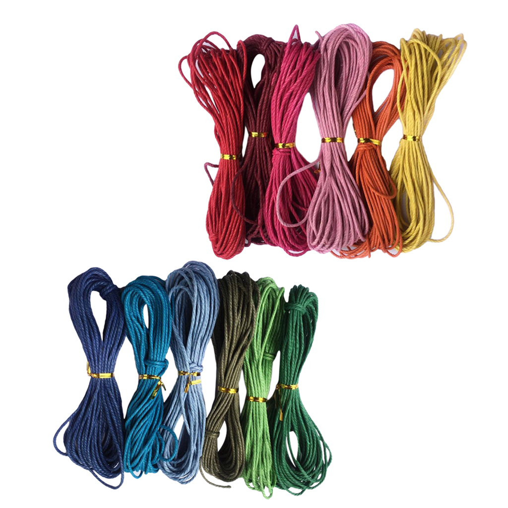 12pcs 2mm Twist Waxed Cotton Cord Beading Jewelry Making Crafting String Rope