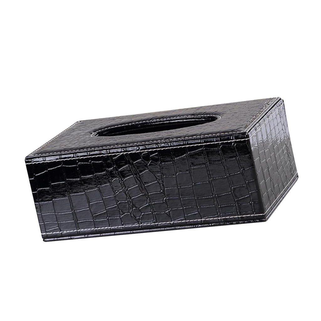Kitchen Napkin Holder Livingroom Decorative Crocodile Print Black Leather