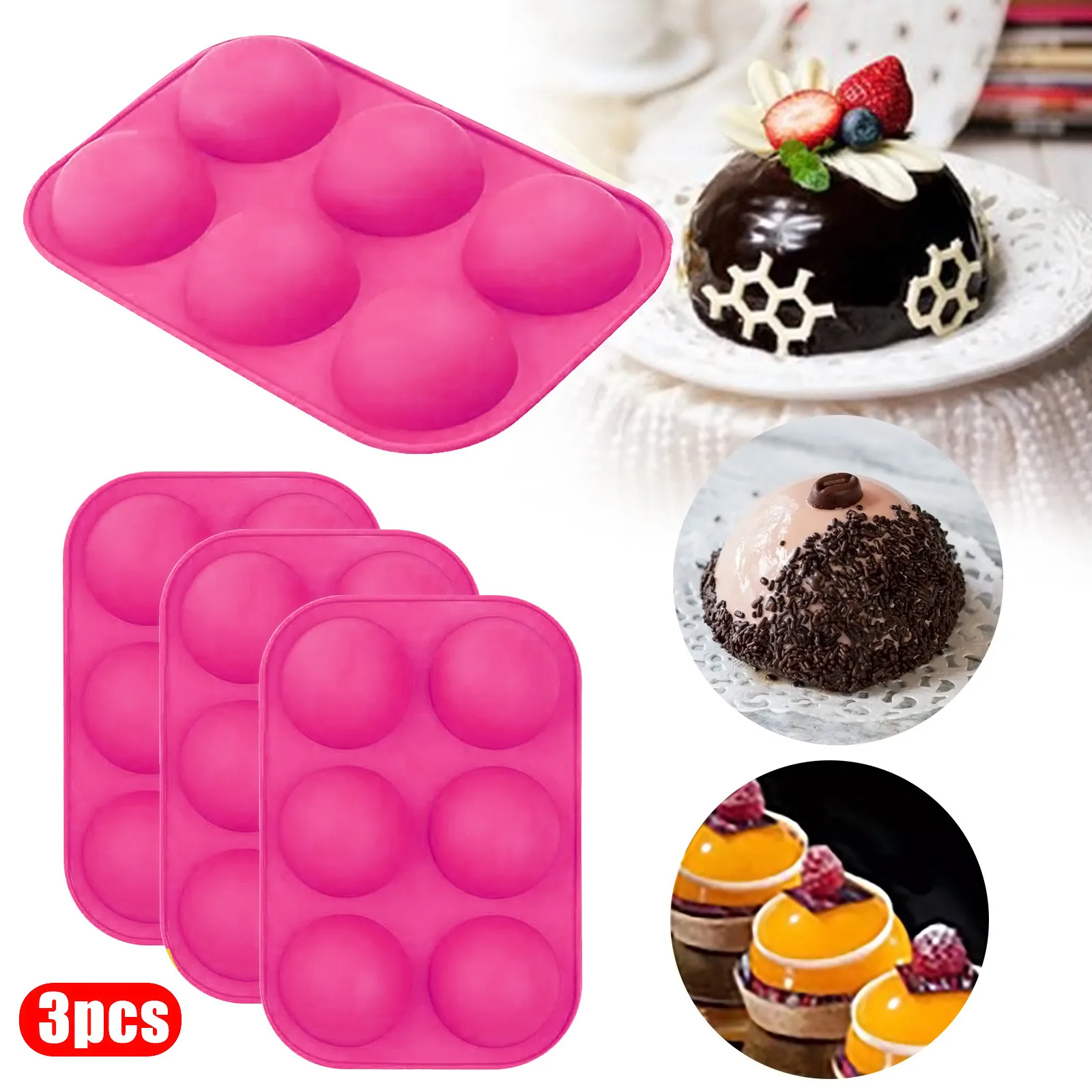 Half Sphere Ball Silicone Chocolate Mold Cake Decor Cupcake Muffin Baking Molds 