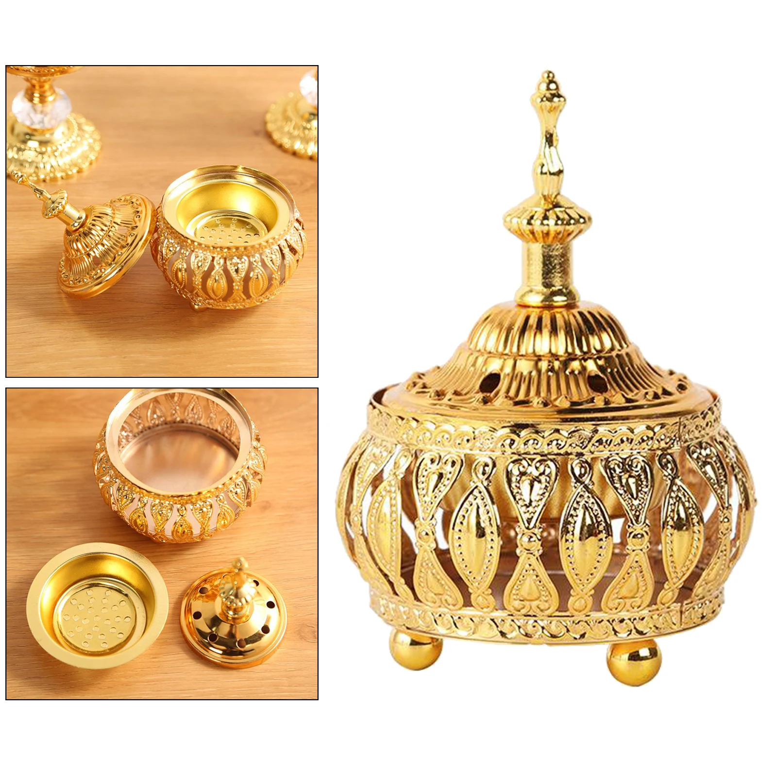 Chinese Buddha Incense Burner Electroplate Incense Censer Yoga Studio Decor