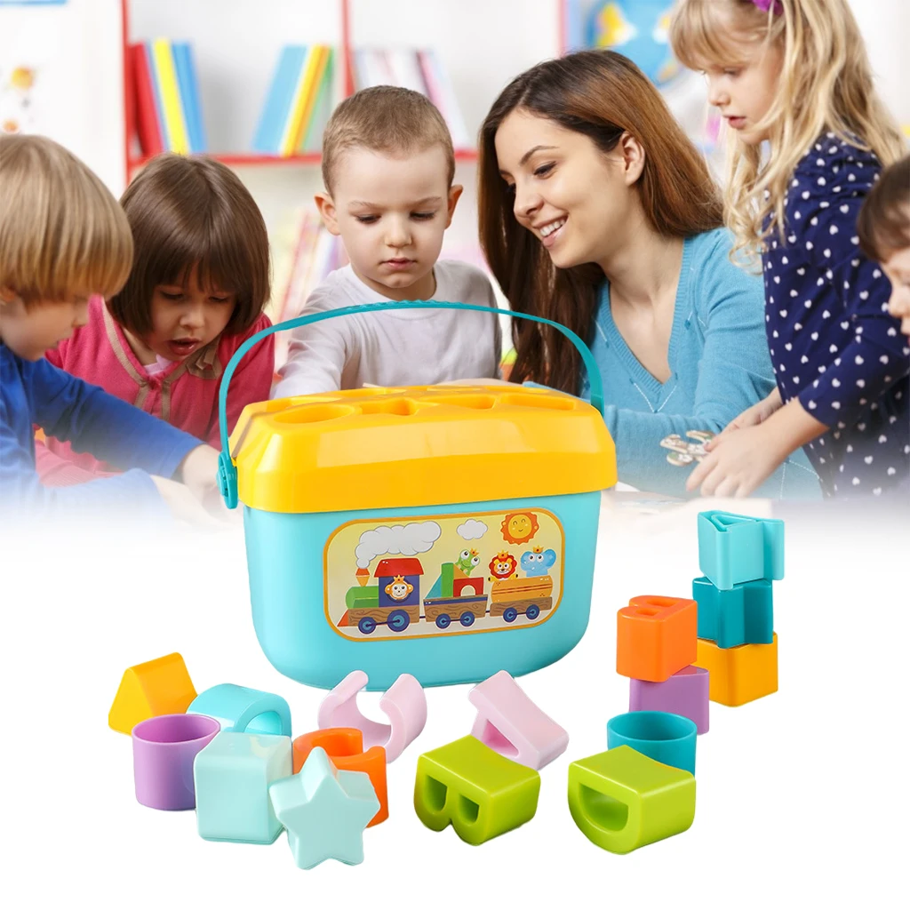 Portable Shape Sorter Activity Toy Colorful Shapes Blocks Boys and Girls Birthday Gifts Preschool Toy Travel Toy