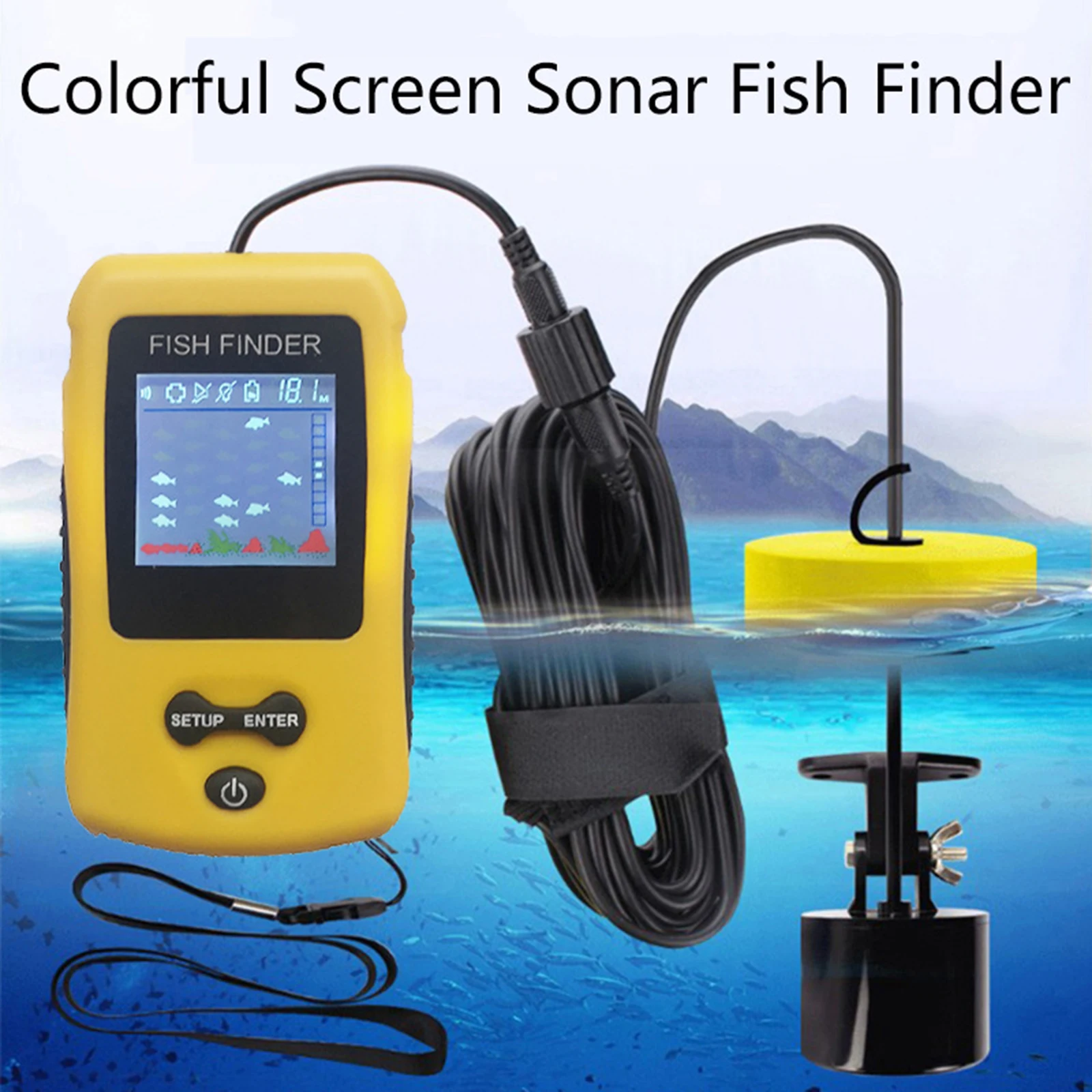 Fish Finder Contour Readout 100m Sounder Sonar Alarm Sensor Fishfinder Kayak 