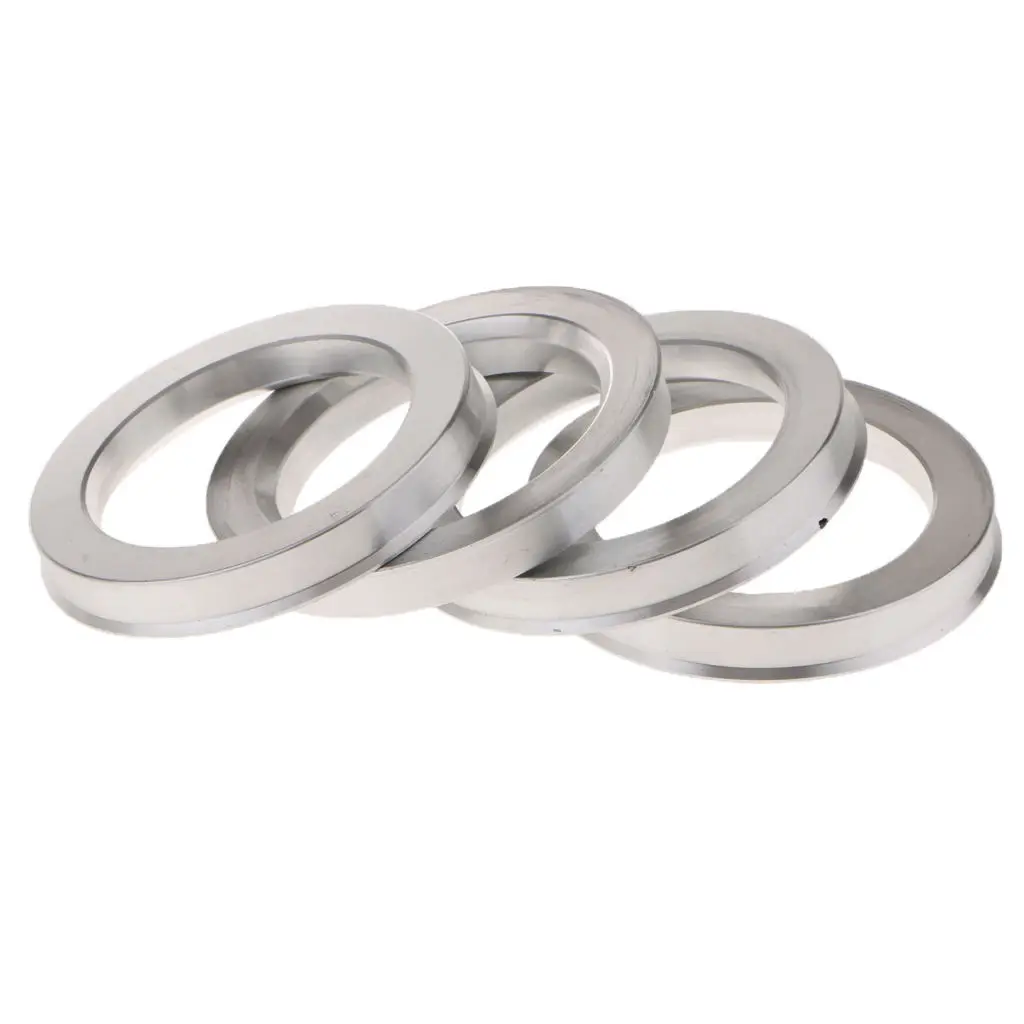 4 Pieces Spigot Rings 73.1mm to 54.1mm Aluminum Alloy Wheel Hub Spacers Dropshipping Silver
