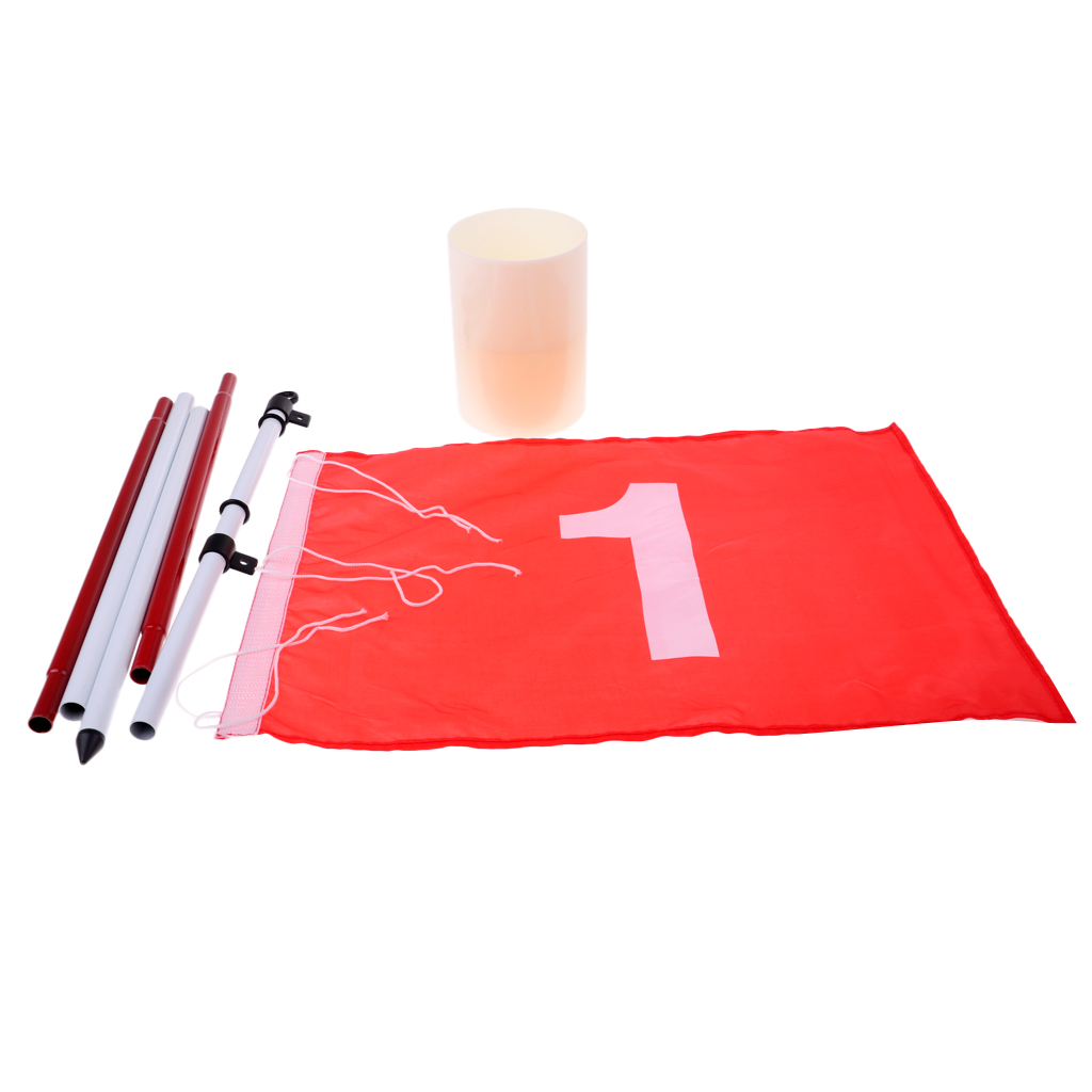 Folding Golf Flag Stick Pole Cup Course Home Golfing Practice Mark Pin Flags
