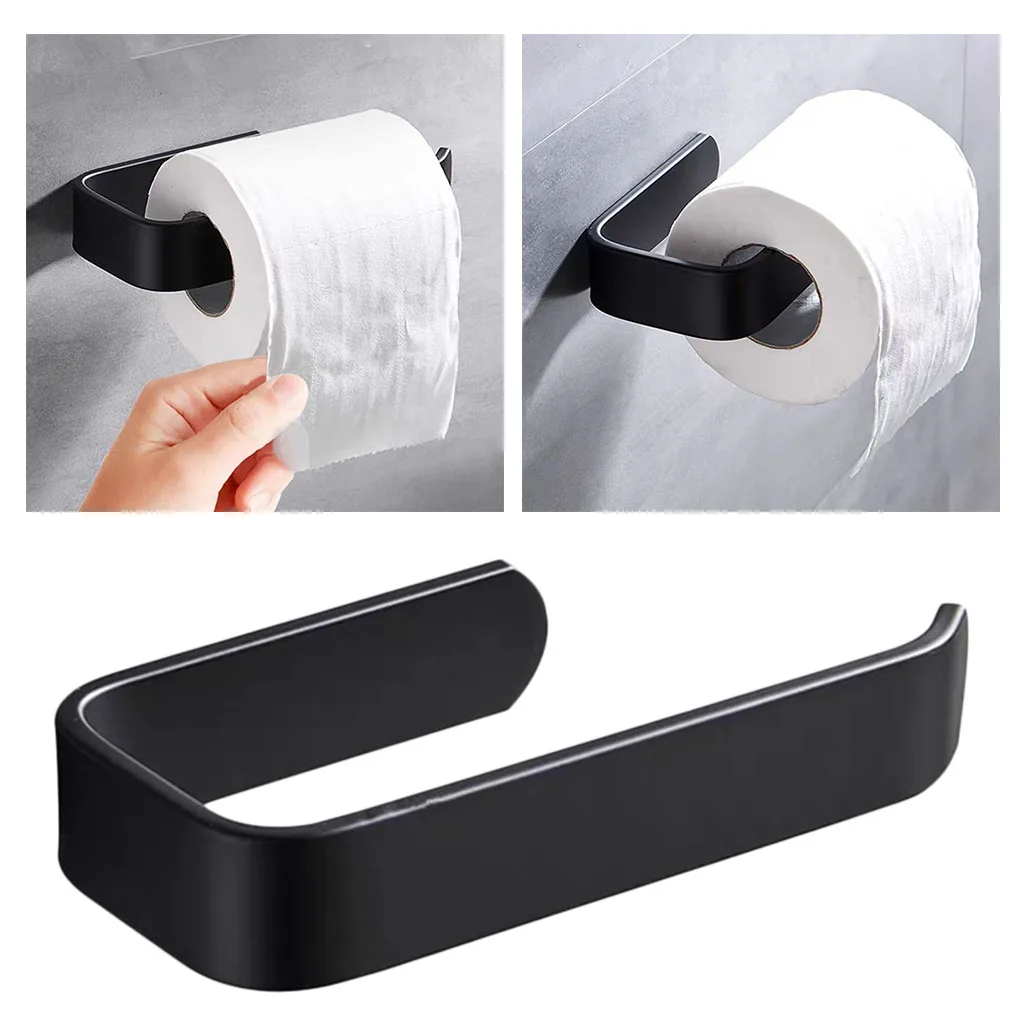 Acrylic Toilet Paper Holder Rack Adhesive Wall Mount Kitchen Roll Holder Hook