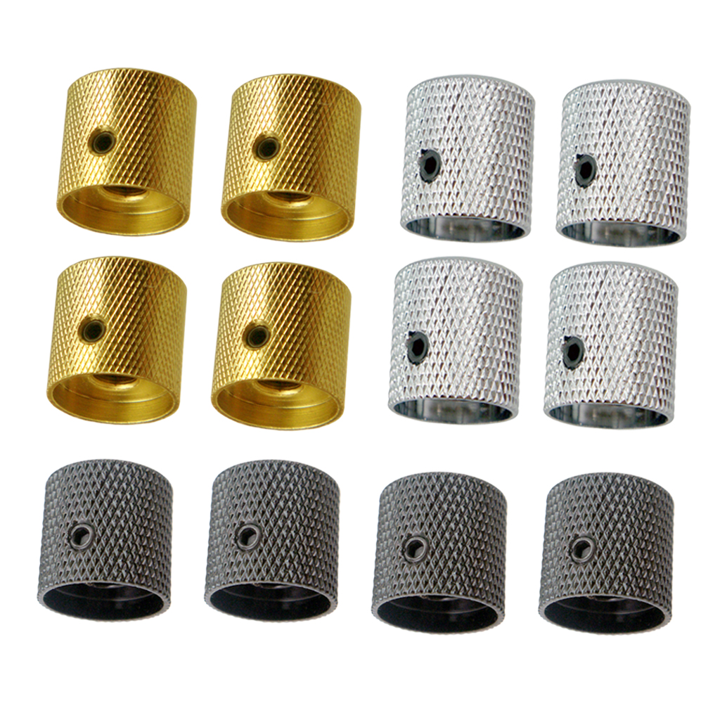 4 Pieces Electric Guitar Bass Volume Tone Control Knobs Buttons Cylinder Tunning Knob for Electric Guitar and Bass