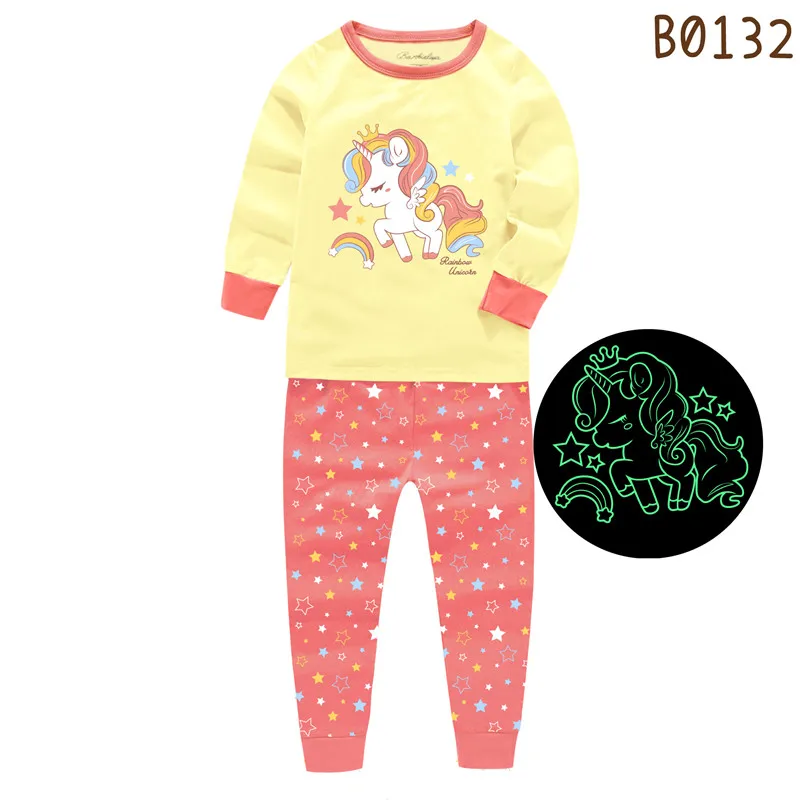 cotton pajama sets Disney Sleepwear Toddler Children Cartoon Pajamas Set Baby Girl cotton Casual pijama Kids 2-10Y Luminous Clothes Spring & Autumn baby nightgowns	