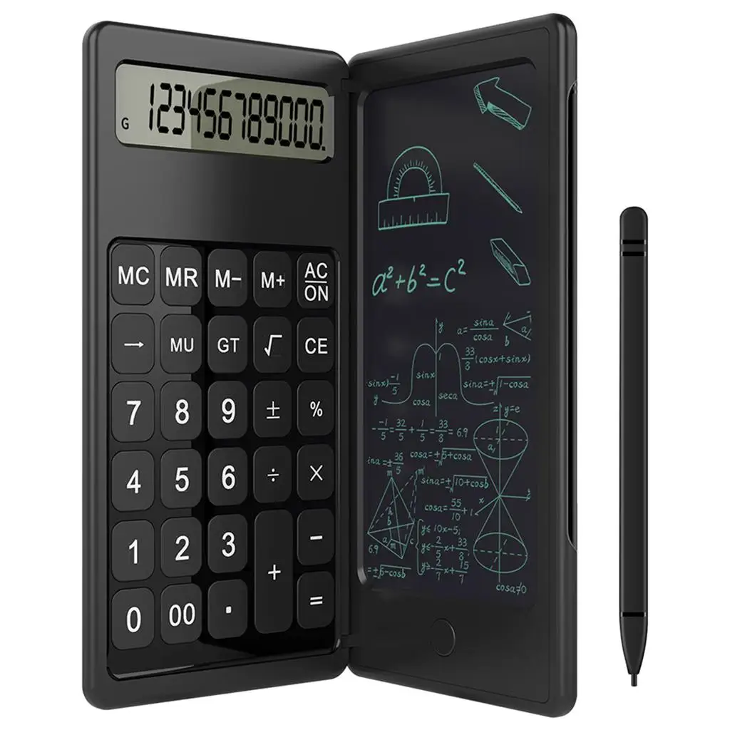 Calculator with 6inch LCD Screen Writing Tablet Notepad 12 digits E-Pen for Student Kids Engineering High School and College