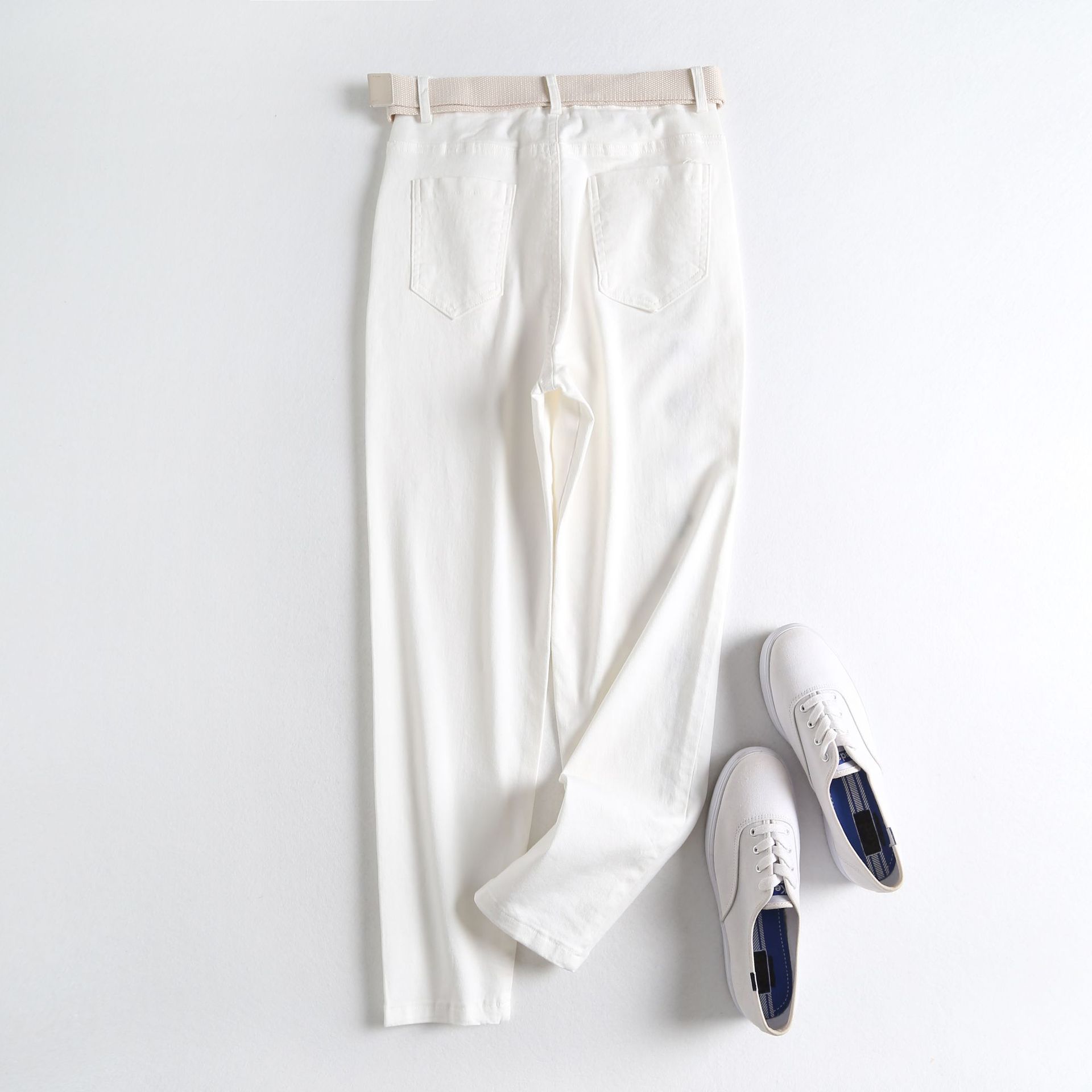Coreana com Cinto Nova Cintura Alta Feminina Bordado Denim Harem Calças 2 High Quality Moda Feminina
