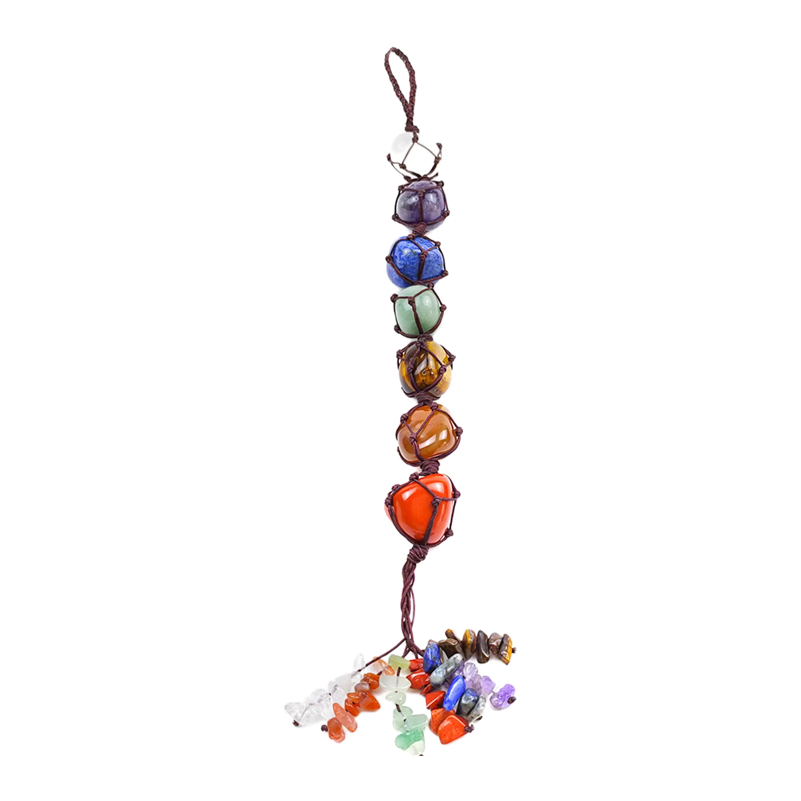 Meditation Reiki Heal Crystals Pendant Colorful 7 Chakra Hanging Decoration Wall Art Natural Stones Christmas Decor Ornament