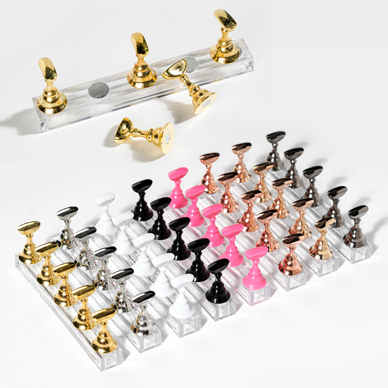 Best of Magnetic Nail Holder False Nail Tip Practice Stand Crystal Base Holder Nail Art Display For Art Salon DIY & Practice 5pcs / Set Reviews & Tips