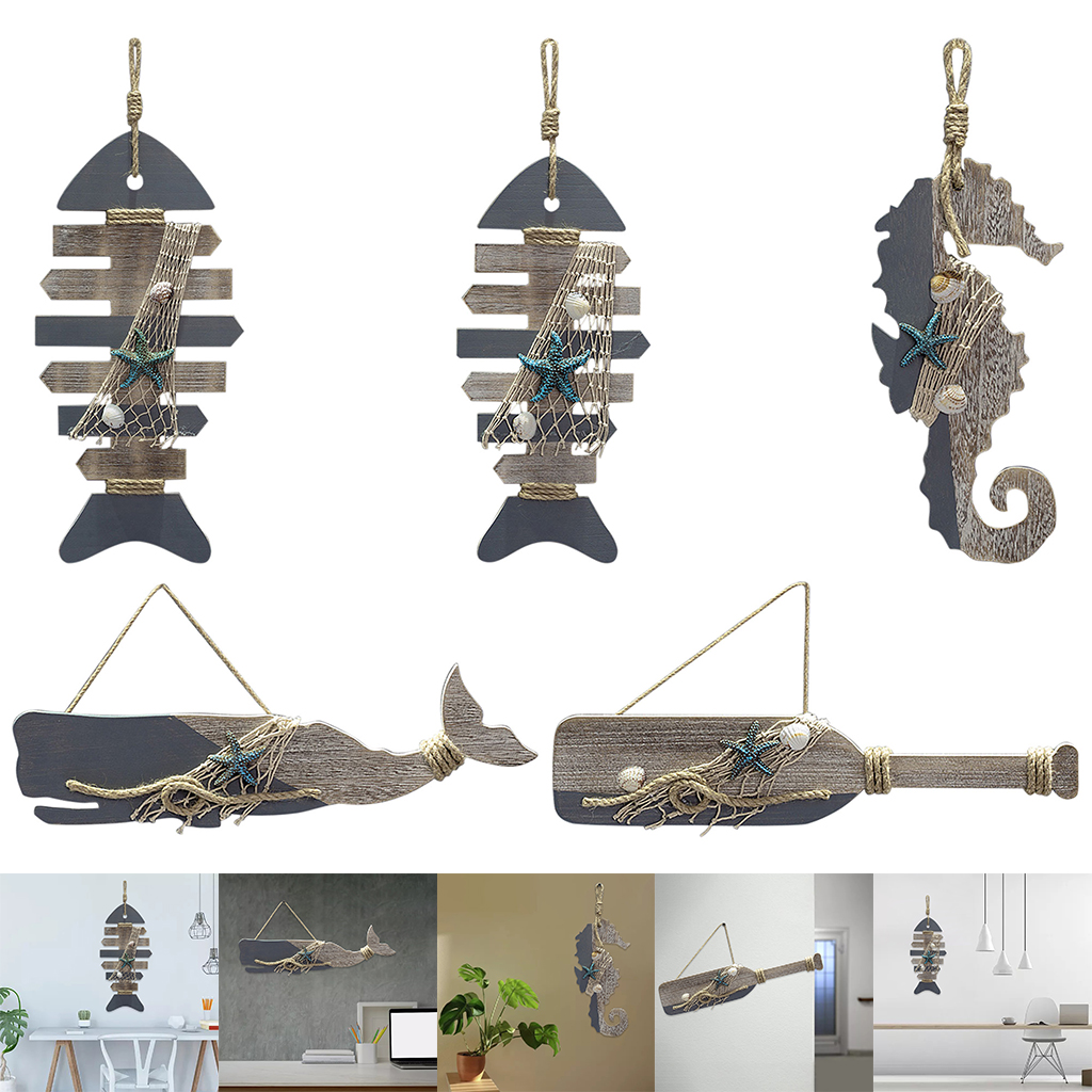 Graffiti Style Fish Shaped ing Pendants Wooden Decor Festival Ornament DIY Craft For Home Bar Hotel