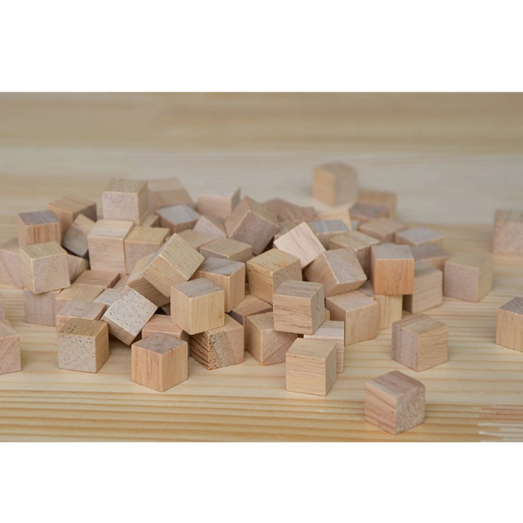 100 Pieces Blank Dice Wooden Dice Empty Dice Blocks for All DIY