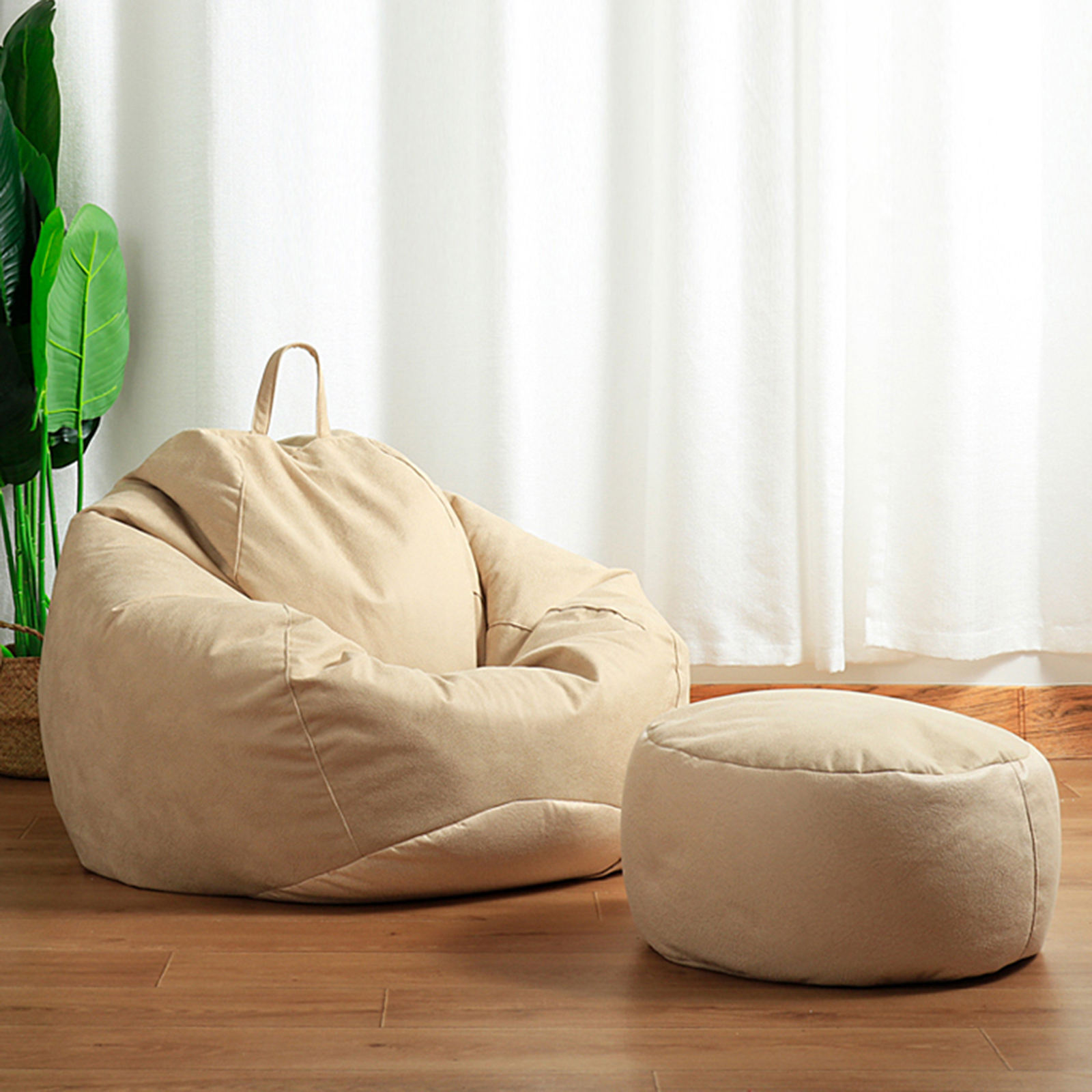 Bean Bag Pouf Decor Breathable Footrest Cover for Dorm Room Living Room Girl Boy