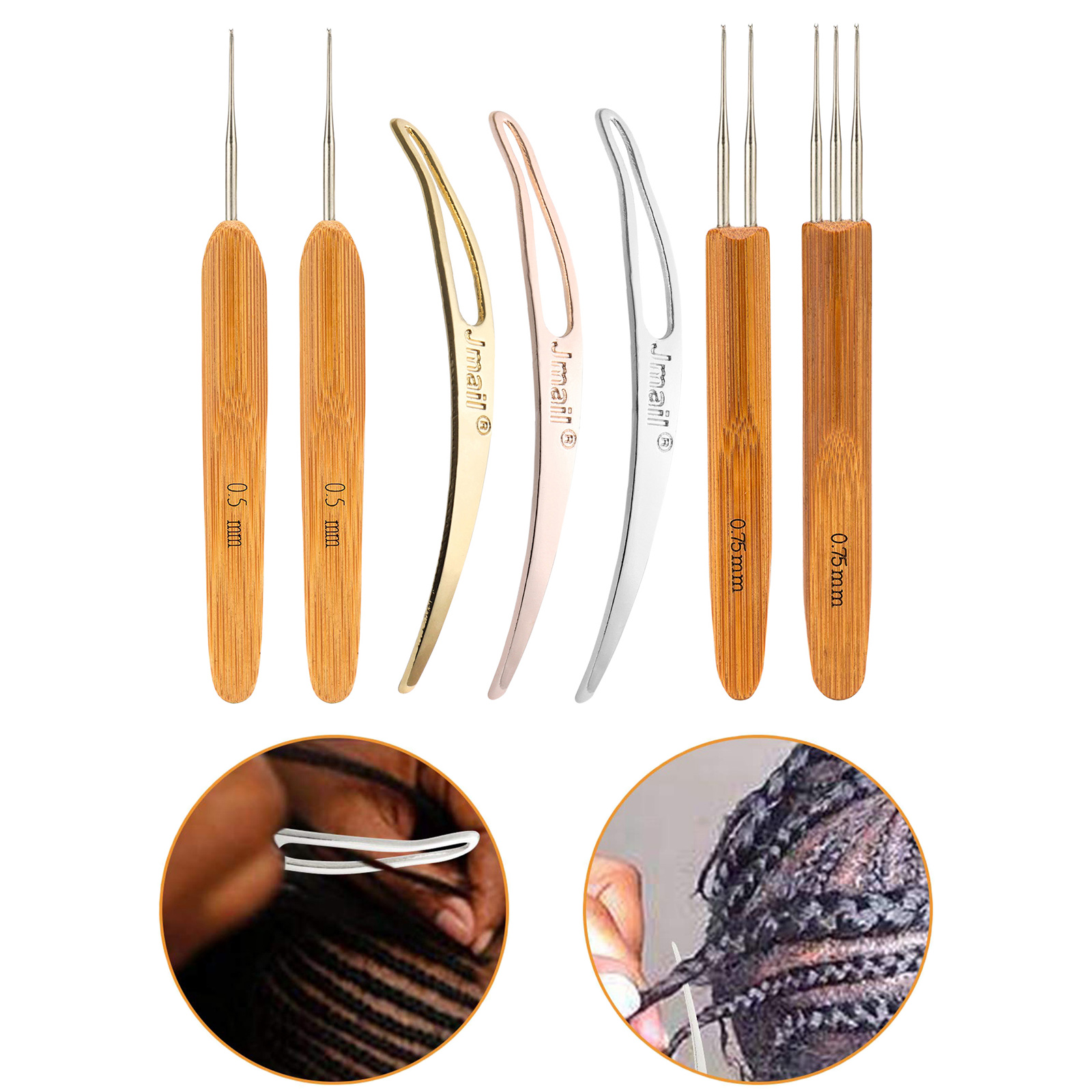 7Pack Dreadlocks Interlocking Tool Dreadlock Crochet Hook Needle
