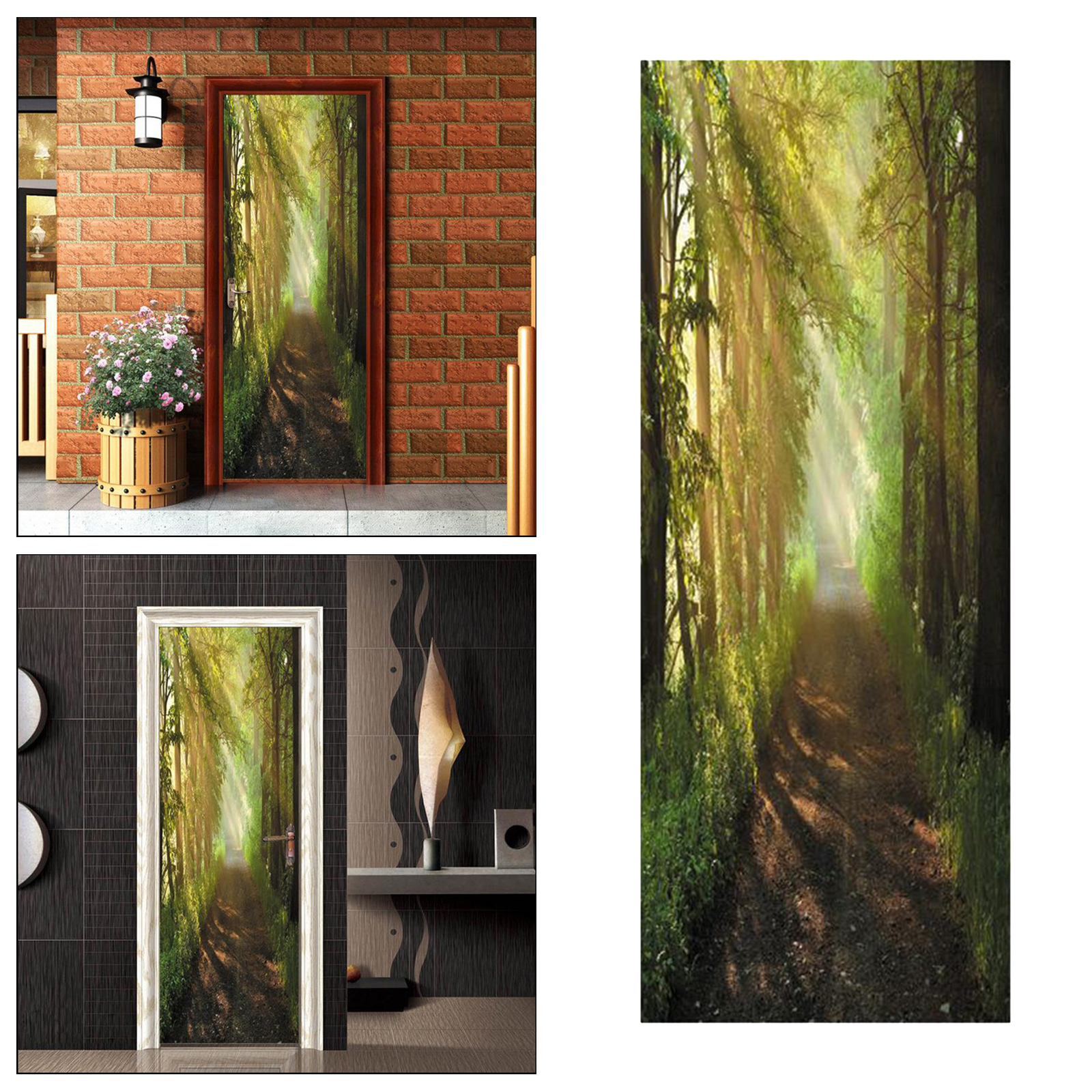 3D Door Decal Door Stickers Decor Door Mural Removable Vinyl Door Wall Mural Door Wallpaper for Home Decor