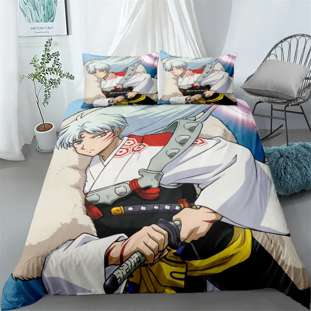 Anime FAIRY TAIL Bedding Set 2/3pcs Duvet Cover Inuyasha Printed Polyester Microfiber Bedroom Decor King Size Comforter Set