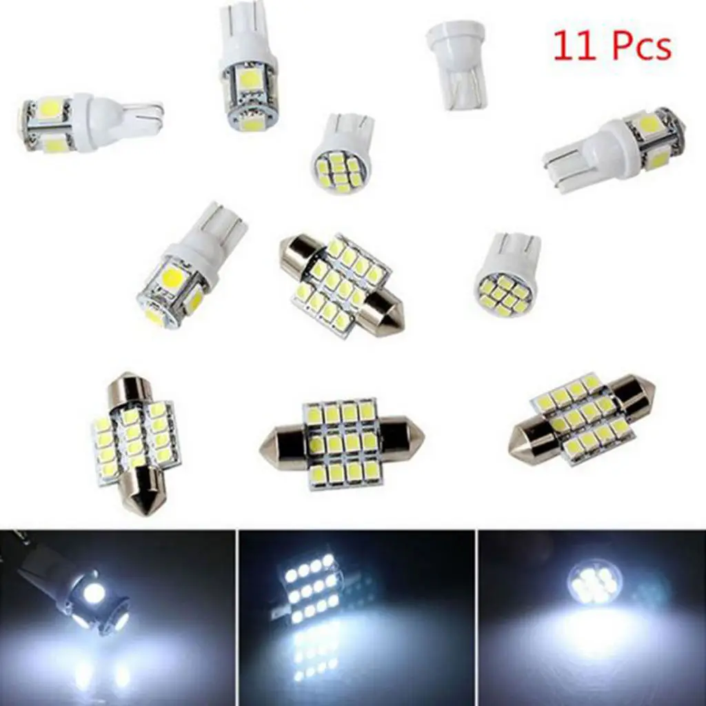 11 Pcs White Car LED Light 921 6428 6430 194 W5W T10 5/8SMD& 31mm Bulb Lamp For Car Daytime Running Signal Dome Light