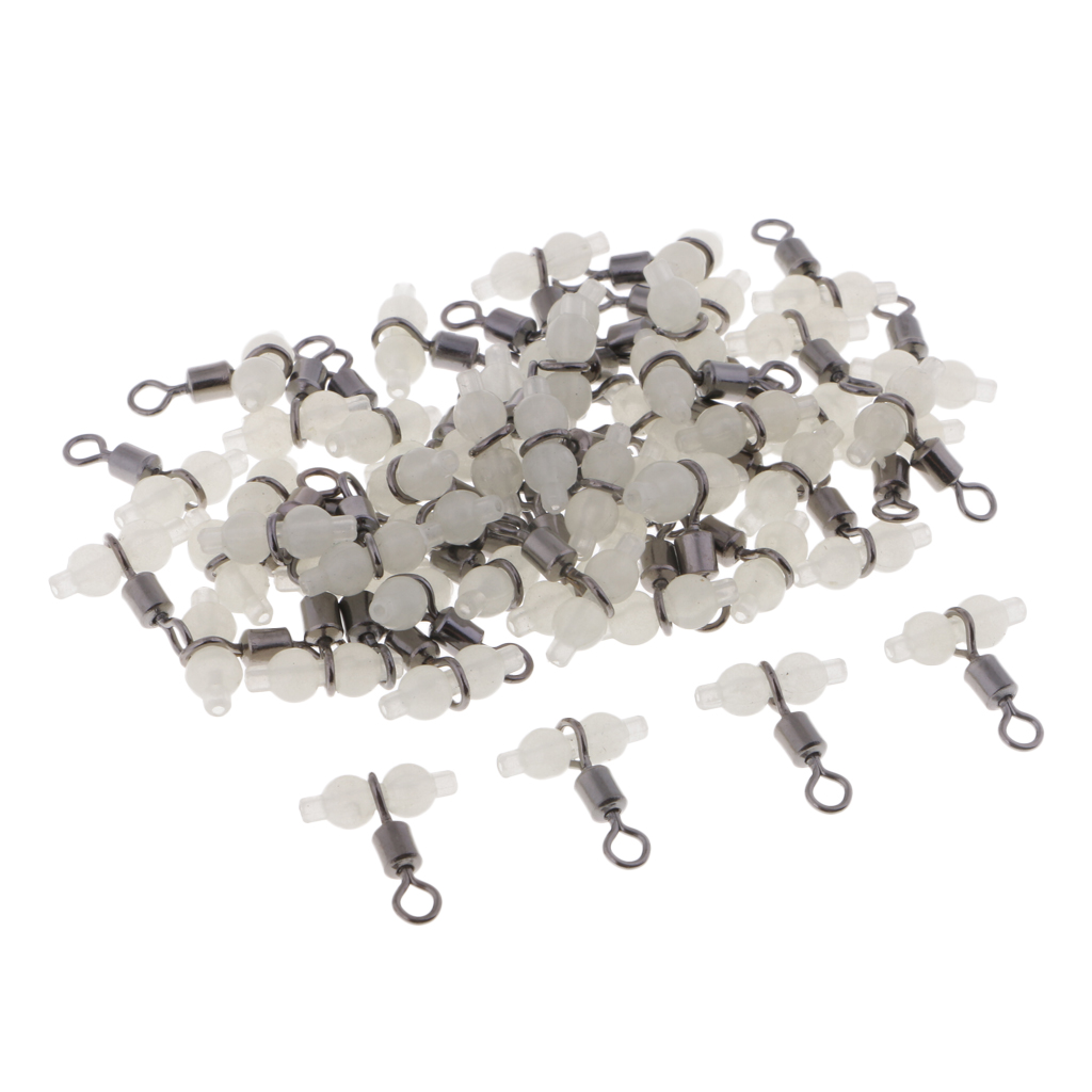 50x Luminous 3 Way Cross Line Connectors Glow in Dark Fishing Rolling Swivel