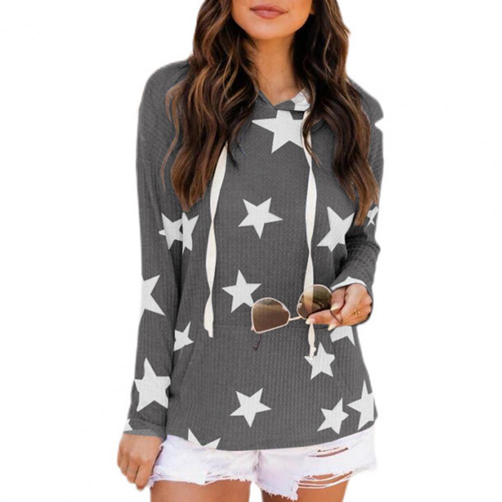 Women Hoodie Five Pointed Star Print 