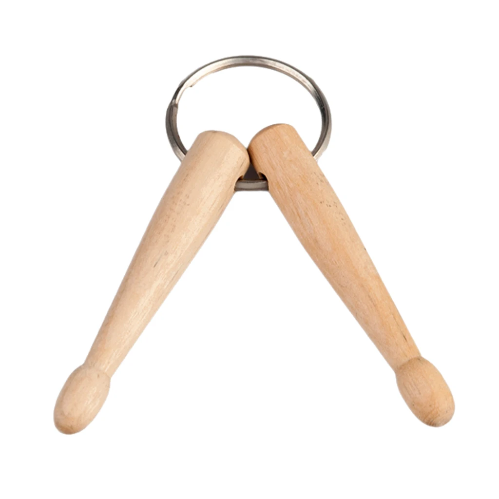 Mini Percussion Drum Stick Keychain 2 Wood Drumsticks Keychain Key Ring