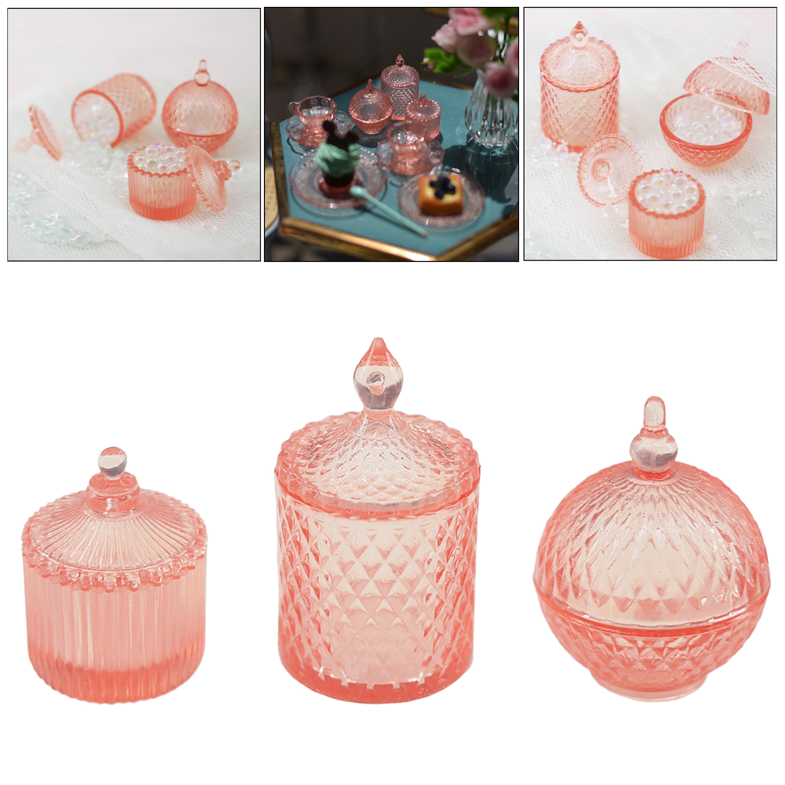 Miniature Candy Jars Mini Set Dollhouse 1:6 Doll House Decor Accessories