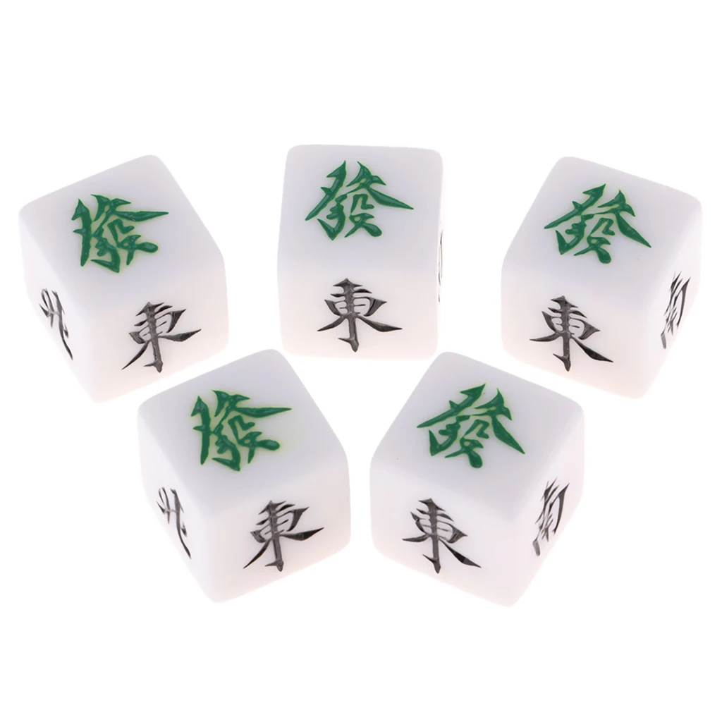 5 Pieces Acrylic Dice Wind Directions Designed Mahjong Accessory Dice Set