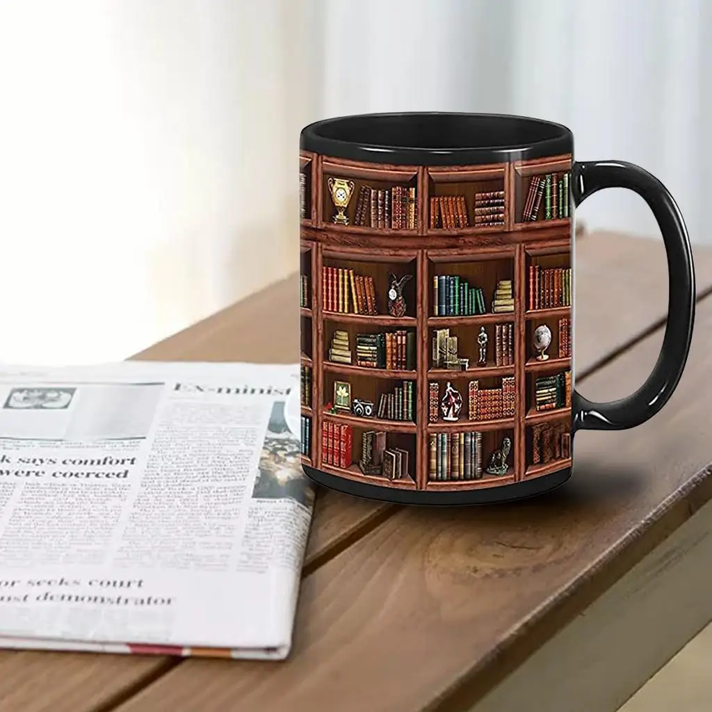 C Handle Bookshelf Mug Cup Library Lover Mug Book Lover Mug Lover Family Friend