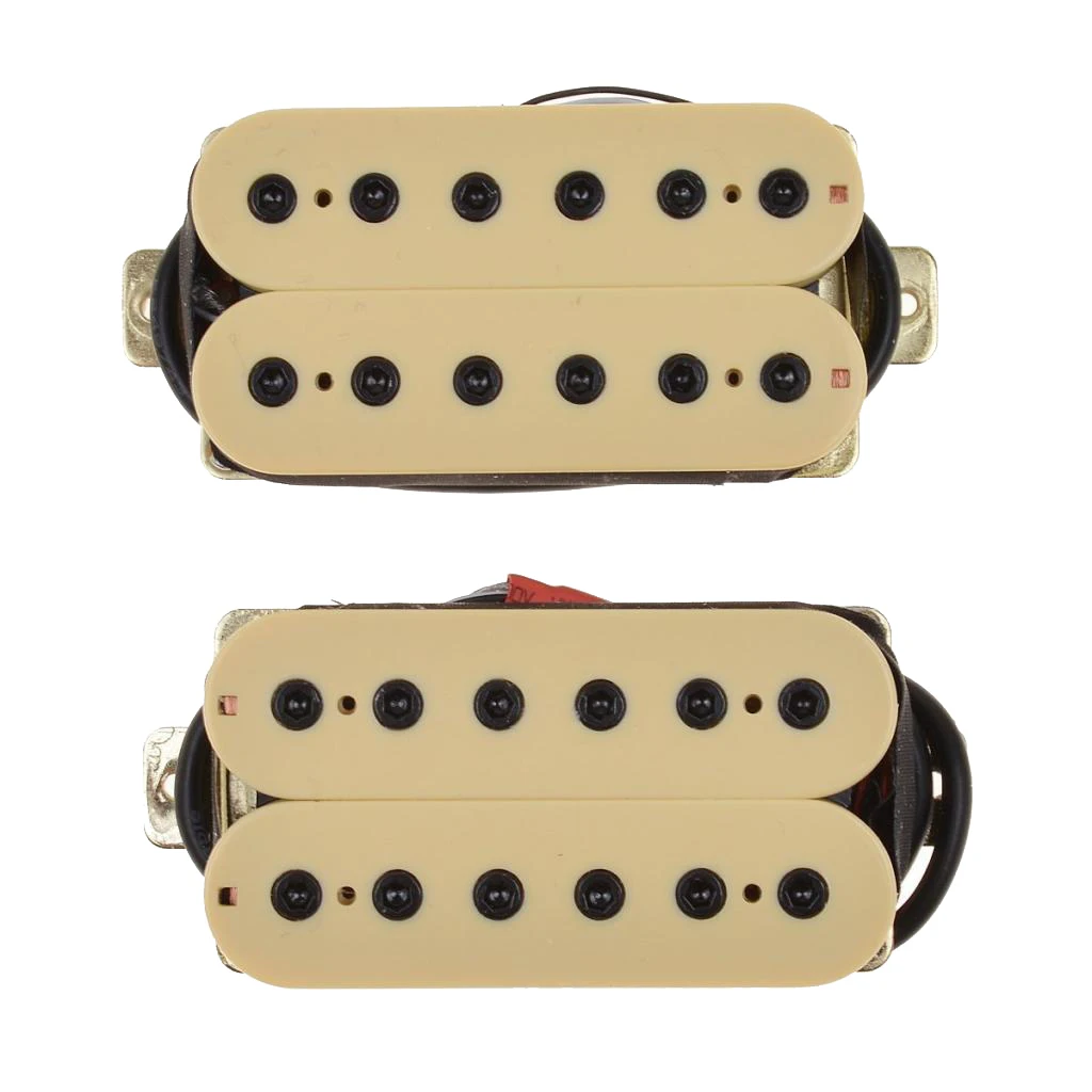 Wired Electric Guitar Humbucker Double Coil Pickup Set Neck+Bridge, Beige