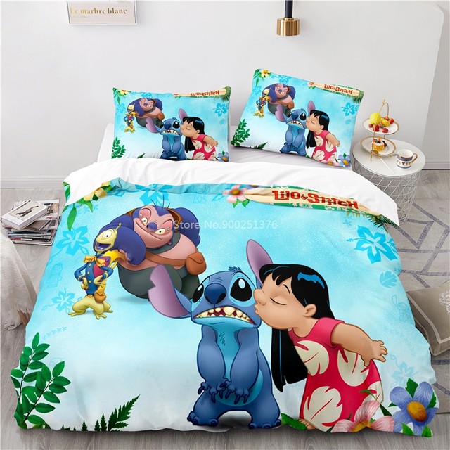 Stitch Housse de Couette 220x240 3D Lilo et Stitch Couvre Lit Kawaii Parure  de Lit 220x240 Adulte Taie d'oreiller 3 Pièces Ensemble De Couette  Printemps Été Automne Hiver Décor De Chambre 