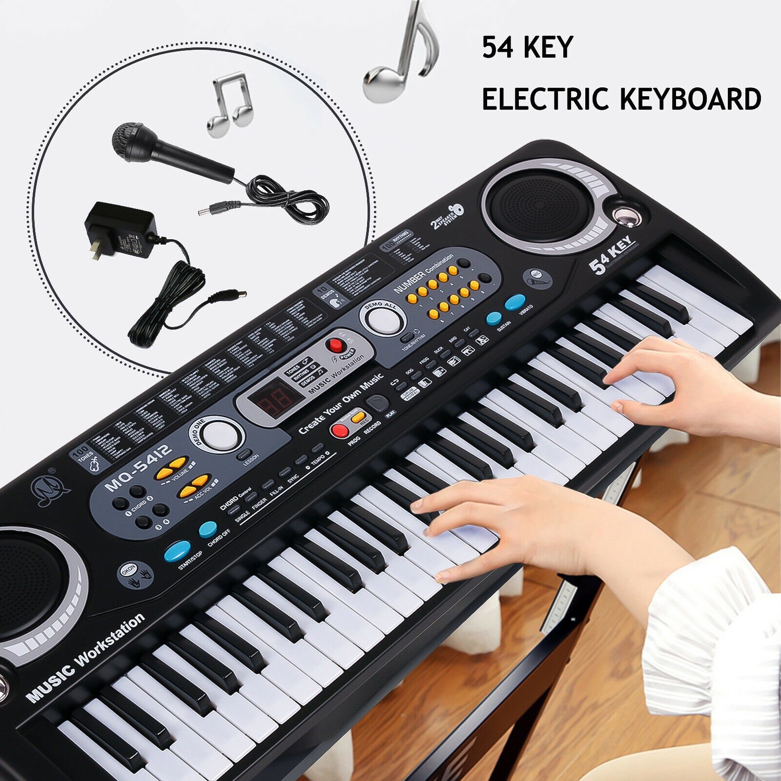 Portable Keyboard Piano 61 Keys Digital Music Key Board with Microphone USB Type