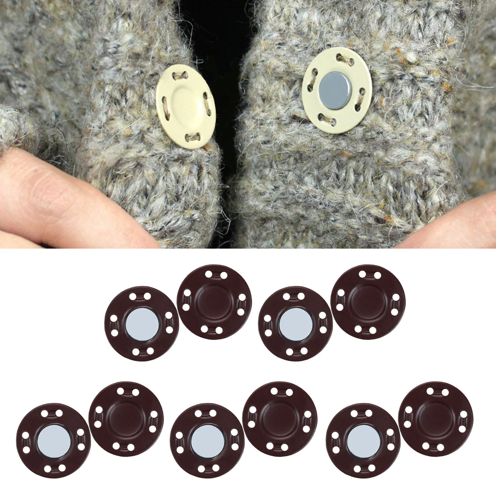 10Pairs 0.79inch Magnetic Button Clasps Snaps Alloy Knitting Sewing Pants Jean Jacket Closure for Bag DIY Craft Supplies