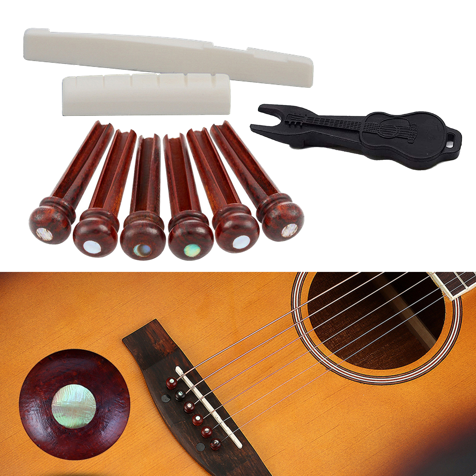 6pcs Guitar Bridge Pins Guitars Nails End Screw Guitar Saddle Pin Puller Remover Extractor Ukulele Repair Maintenance Acces