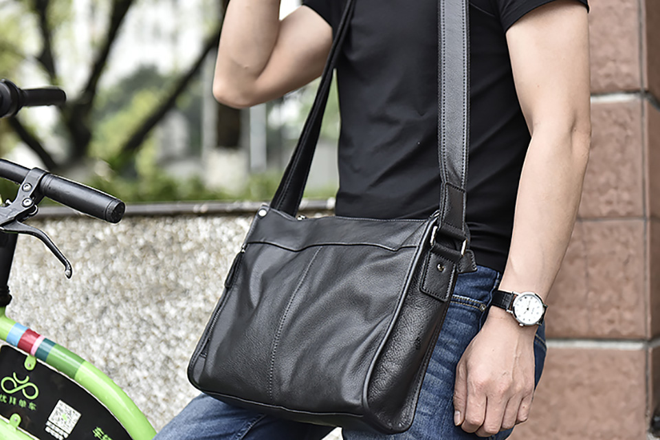 Casual männer Schulter Tasche Aus Echtem Leder Business Umhängetaschen Hohe Kapazität Klassische Messenger Für 10,5 Zoll Ipad NUPUGOO – Detail 3