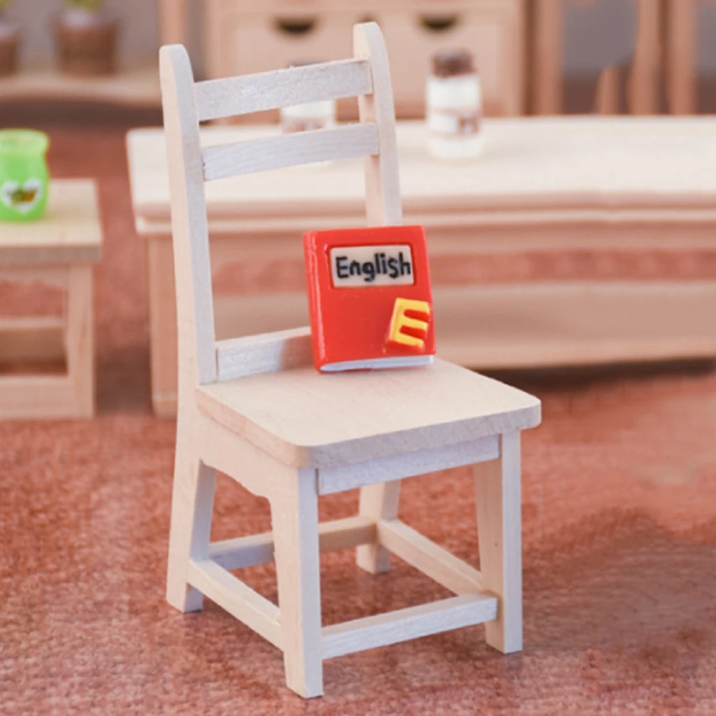 1:12 Wooden Mini Table Chair Dollhouse Miniatures Furniture Decor Accs 